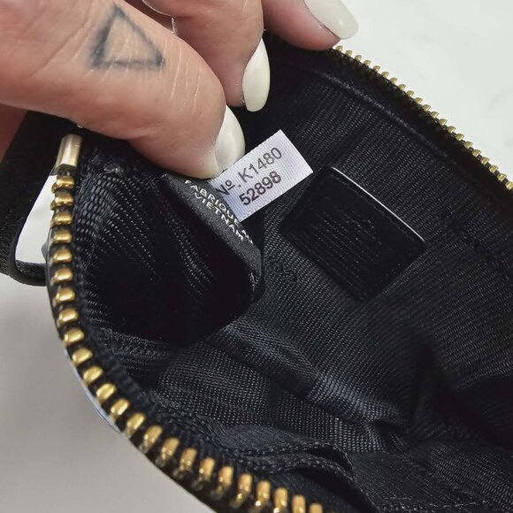 Coach Blue and Black Leopard Pebbled Leather Zip Around Wristlet - Custom Design - Picture 3 of 7